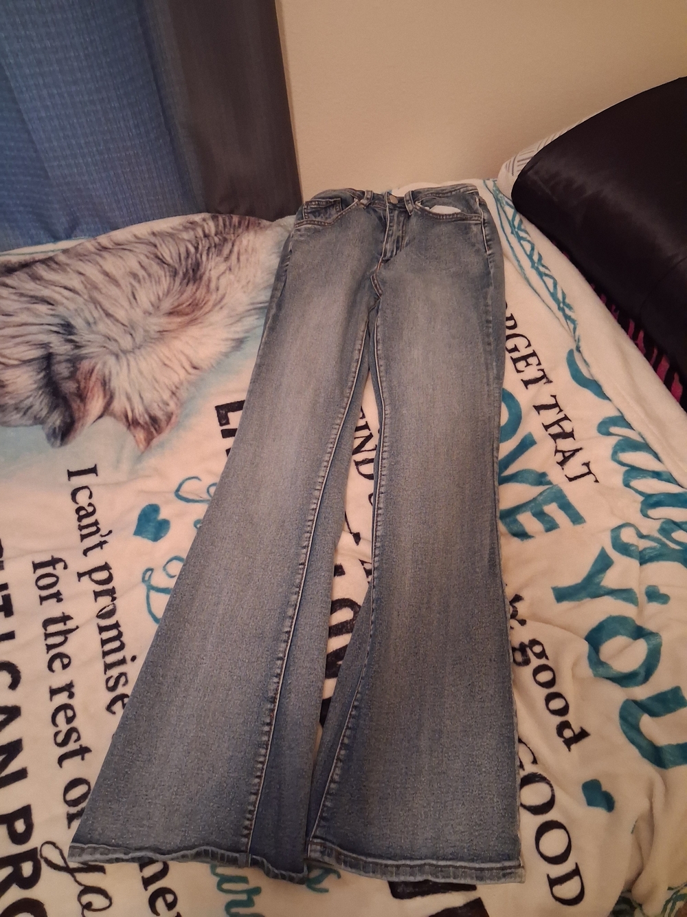 SHEIN Light Blue Flare Jeans - High Rise Wide Leg